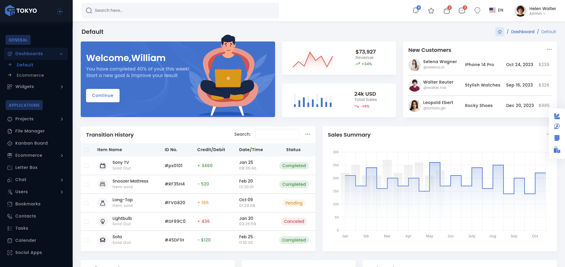 Light Layout With dark Sidebar