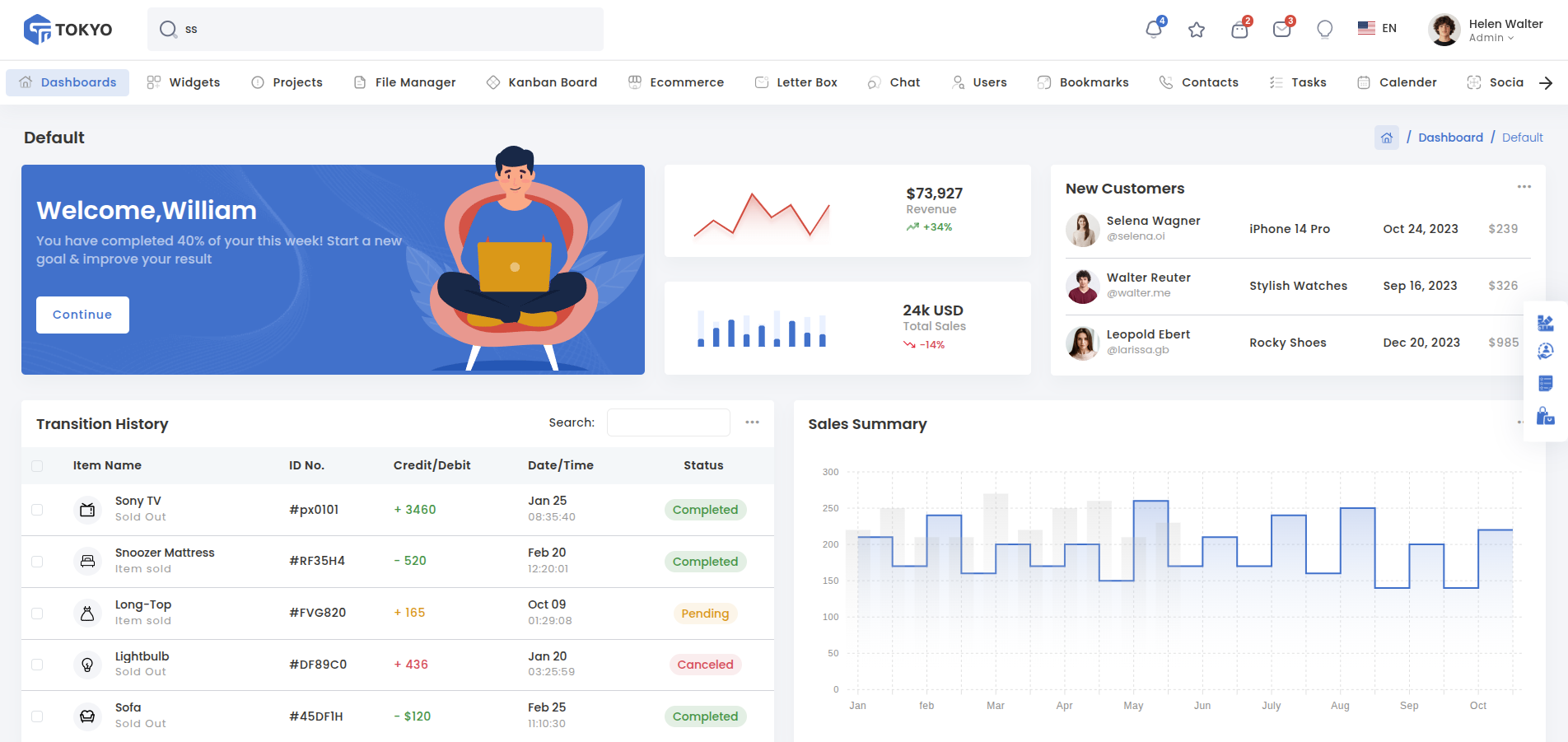 horizontal sidebar