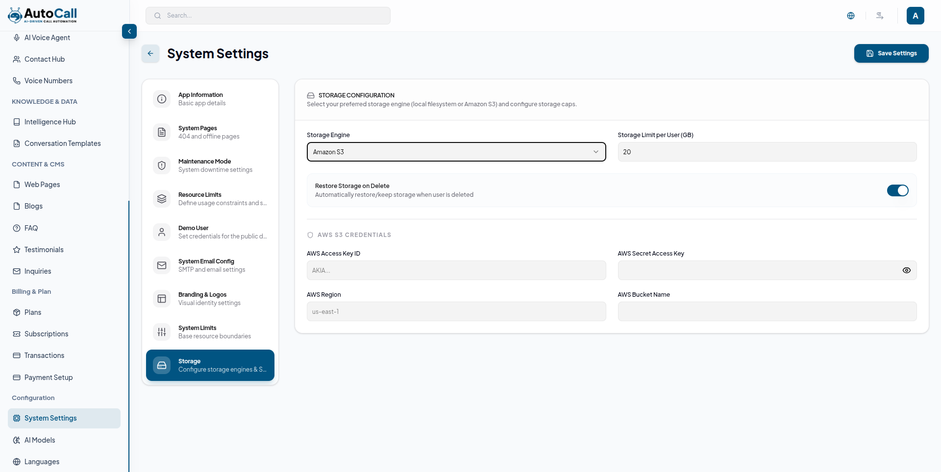 autocall-aws-option