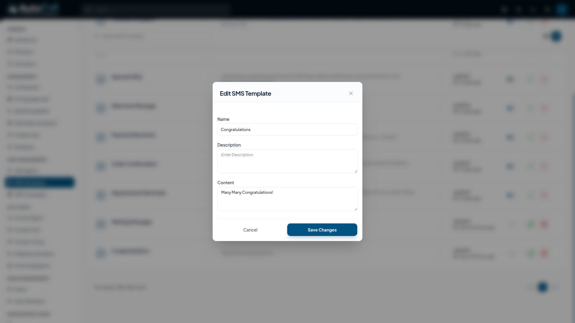 Edit SMS Template