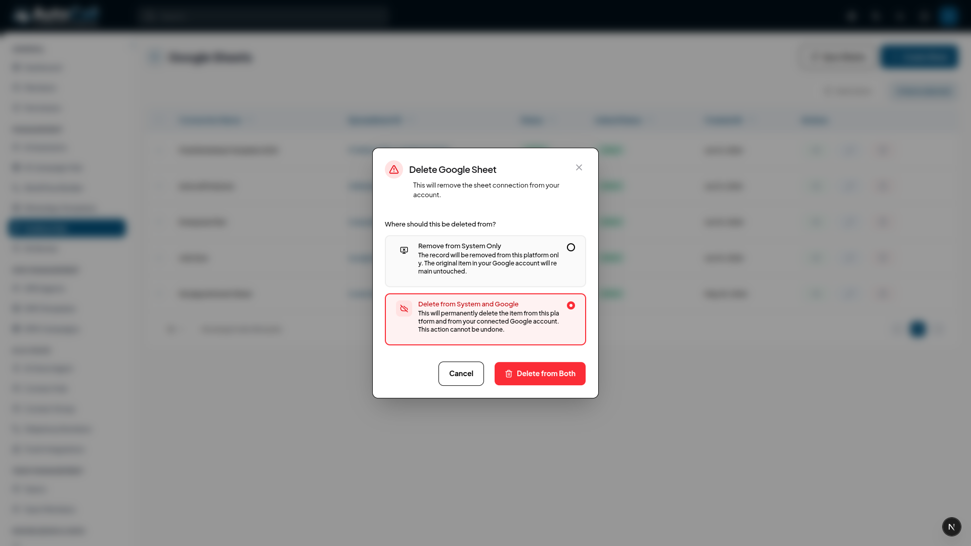 Delete Google Sheet