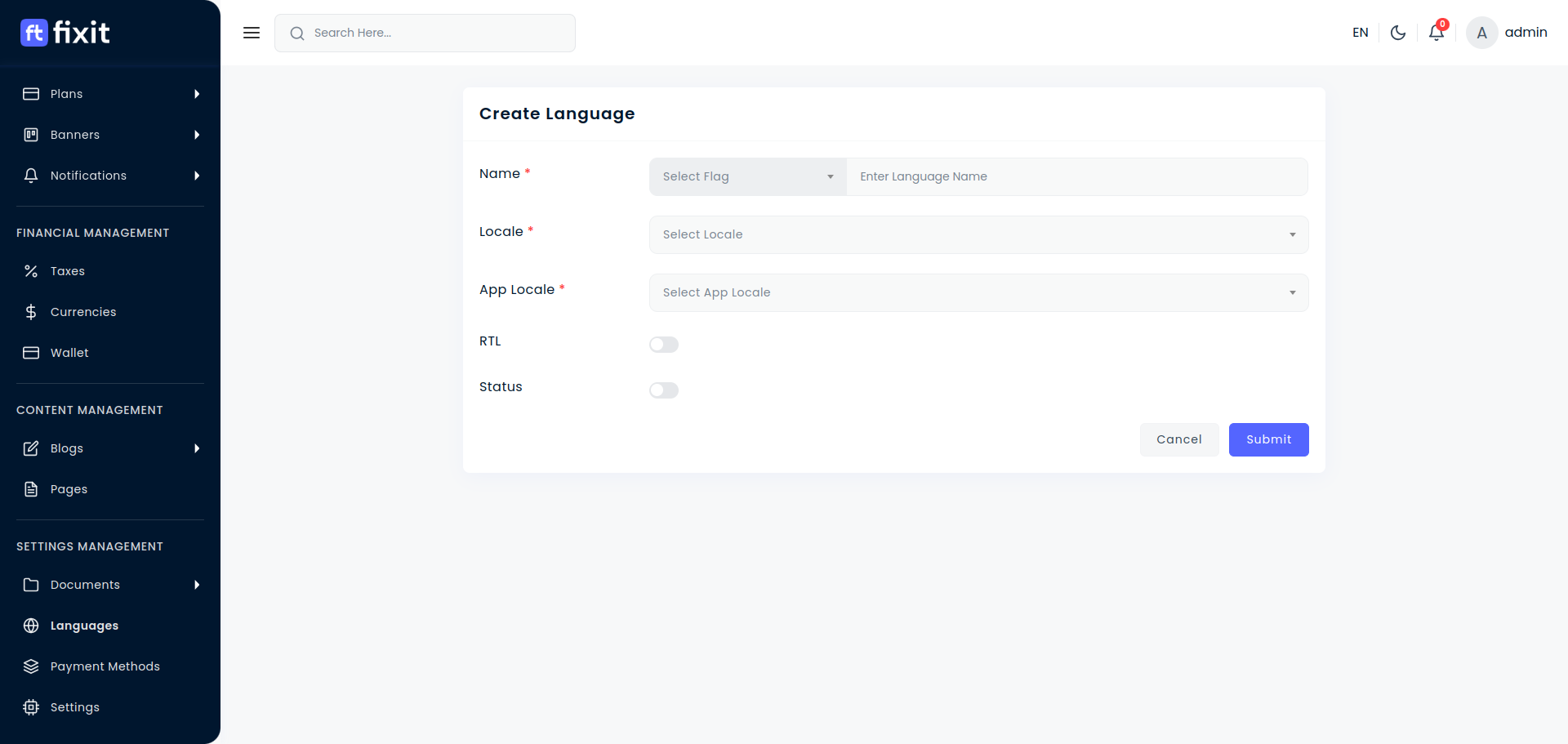 Language - Fixit Documentation