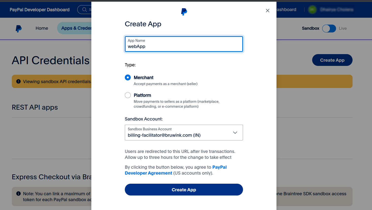 PayPal Step 1
