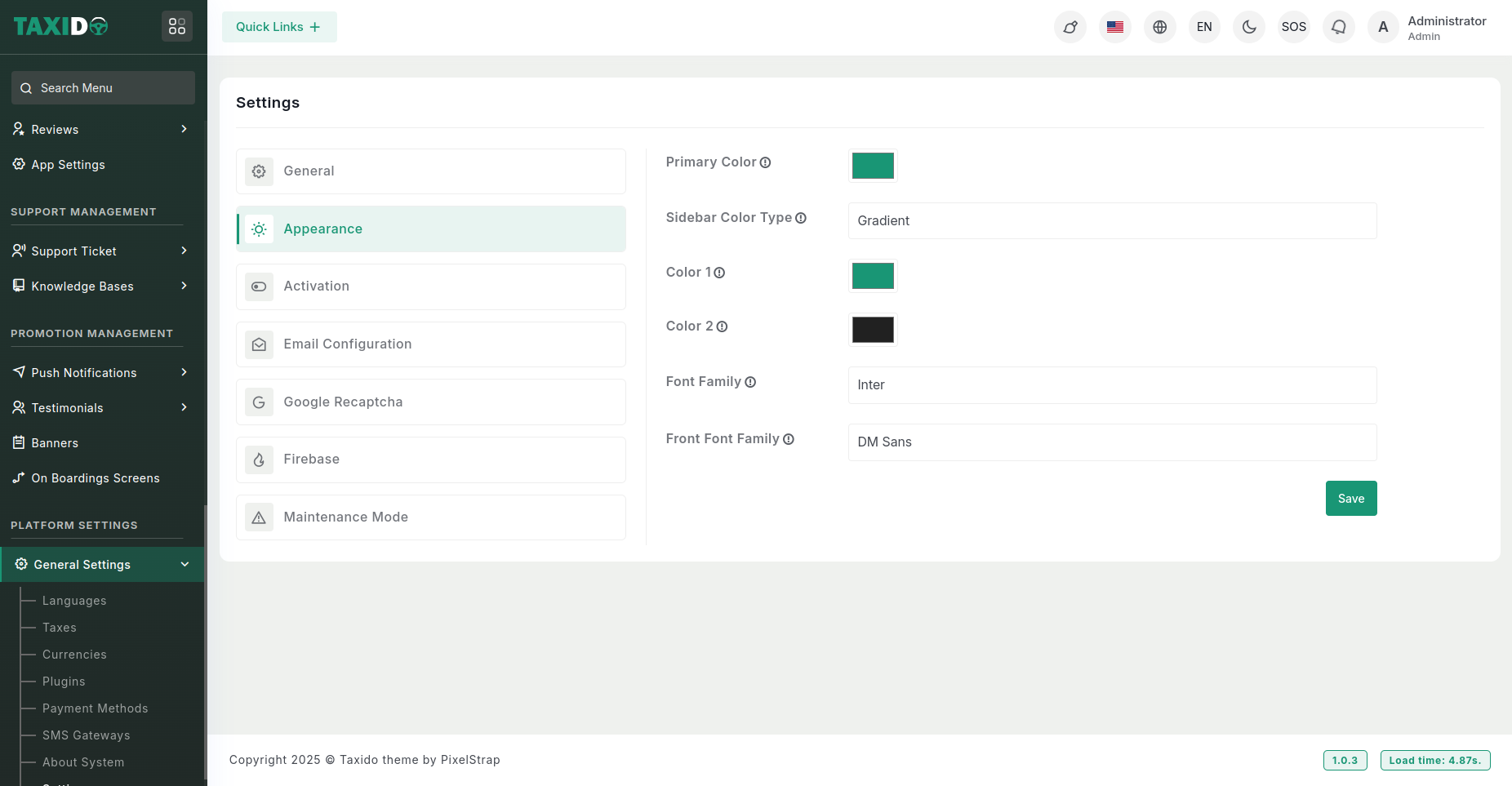 Appearance Settings