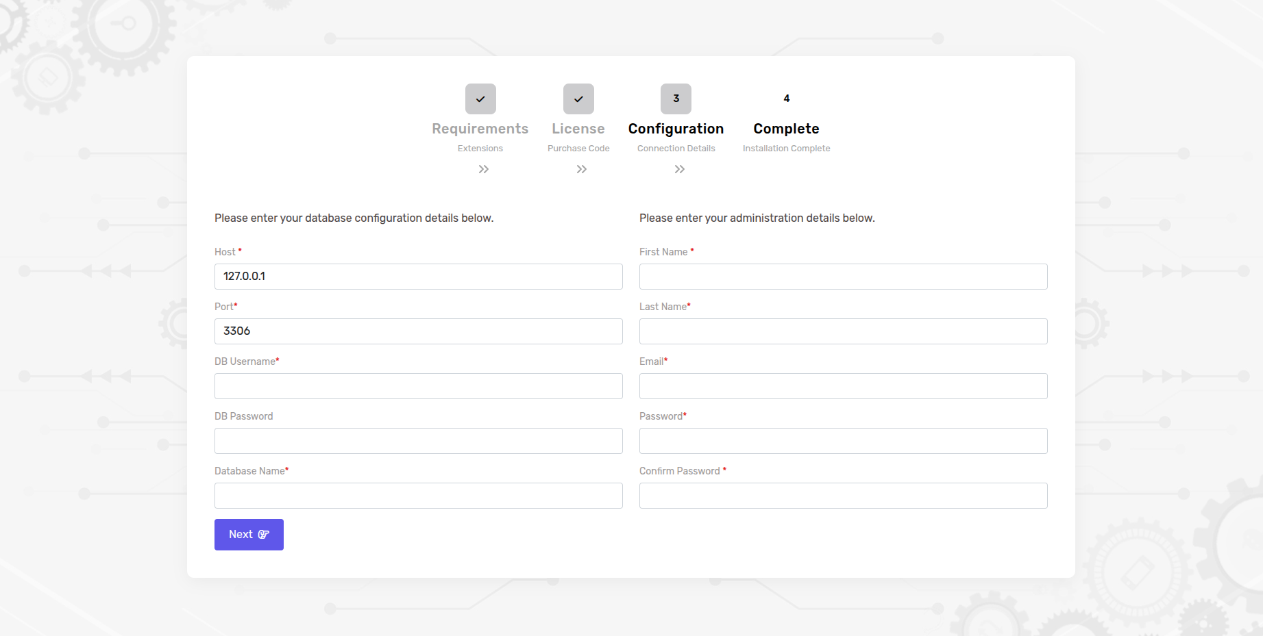 database configuration