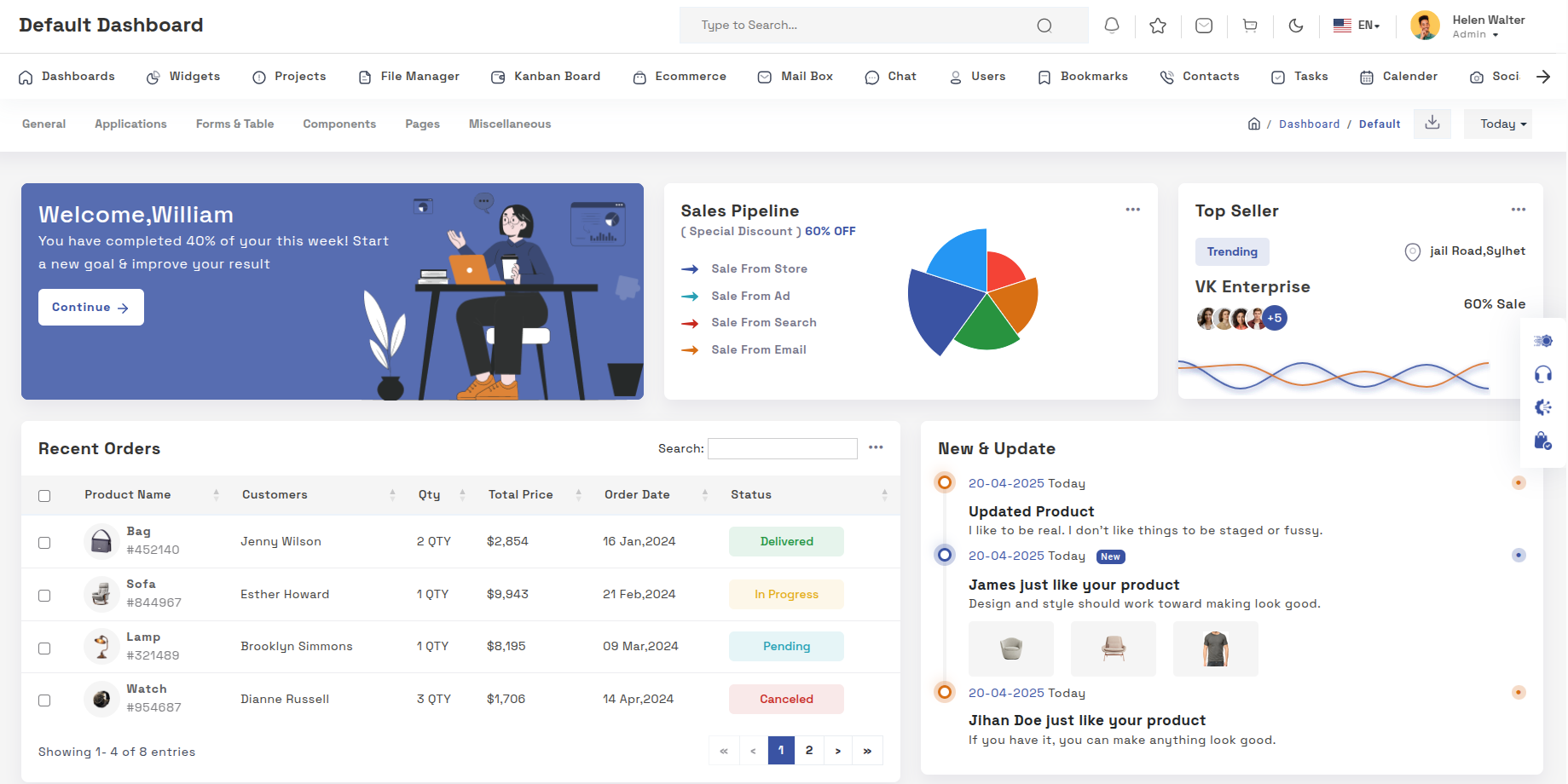 horizontal sidebar
