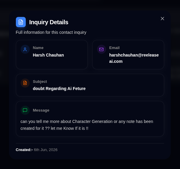 Inquiry Detail View Modal
