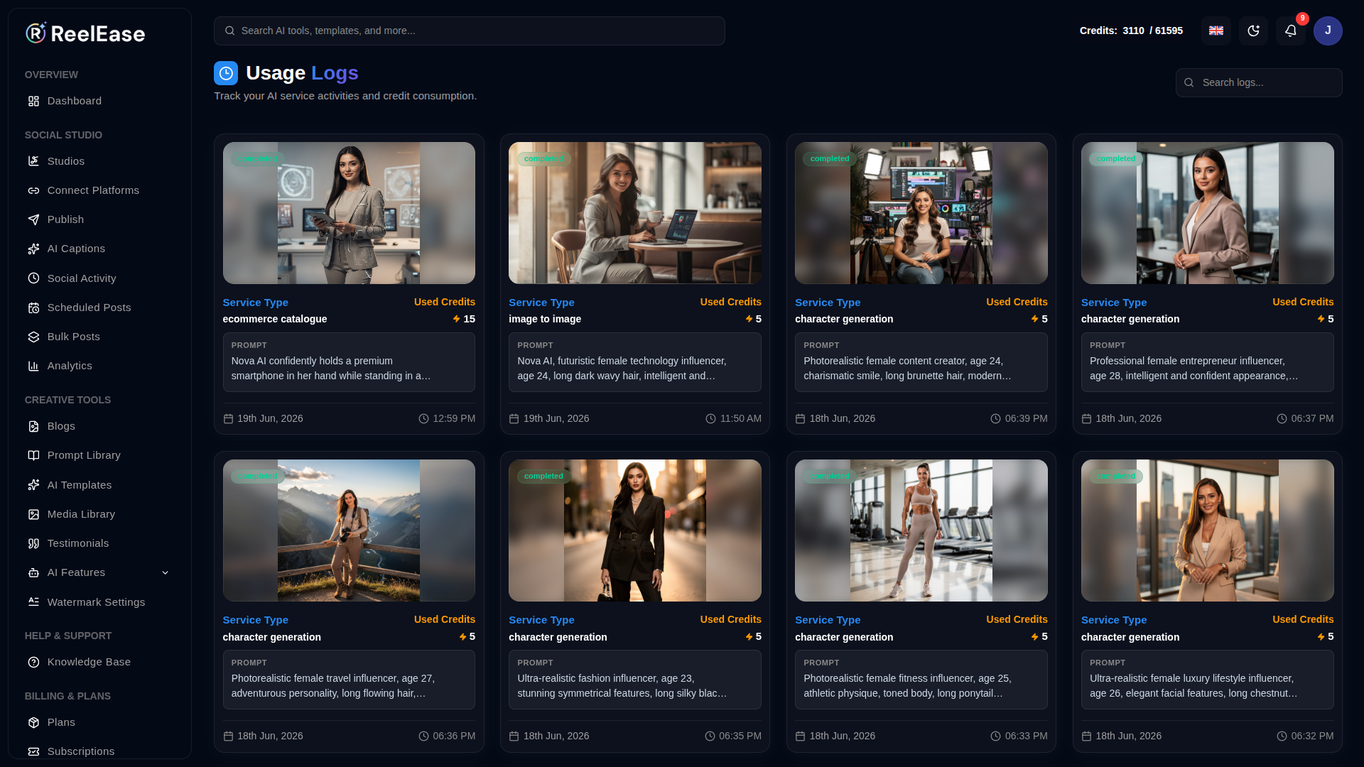 Usage Logs Grid Dashboard