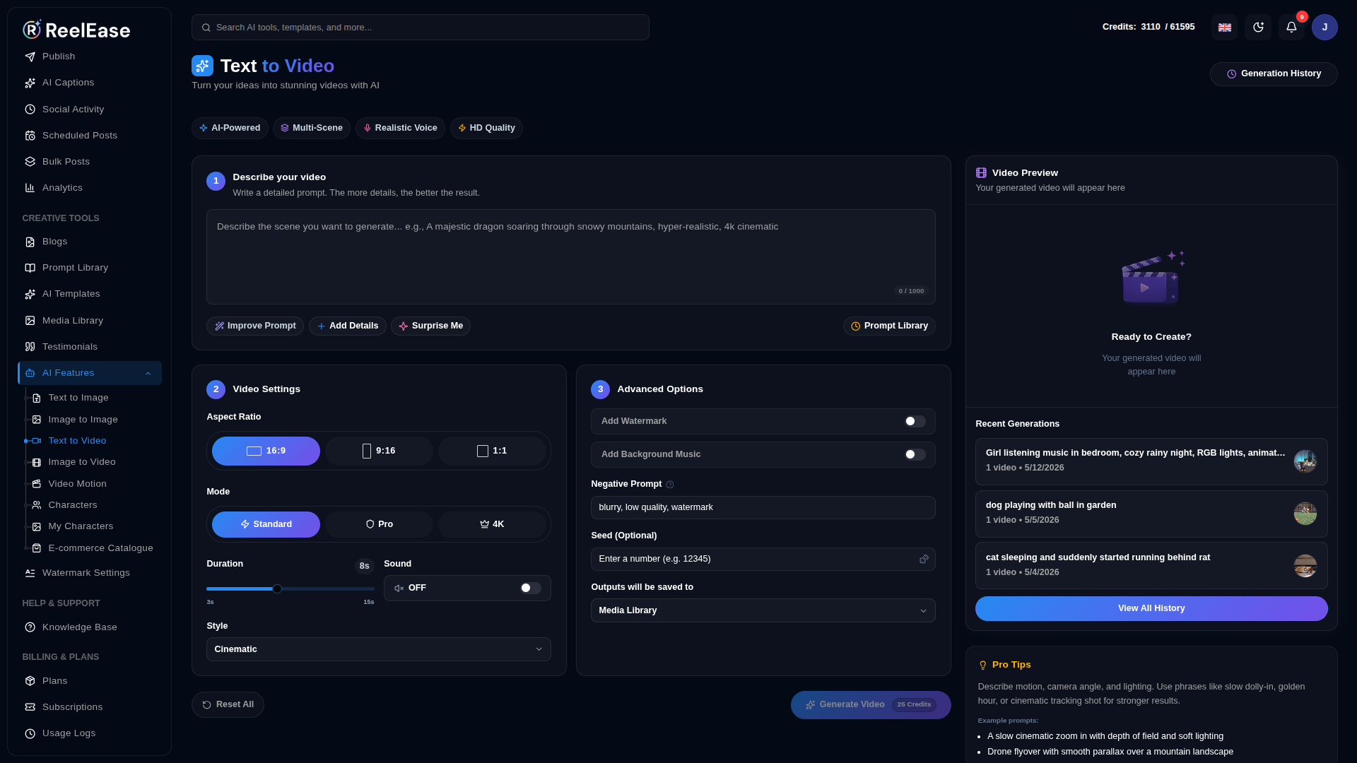 text-to-video-dashboard