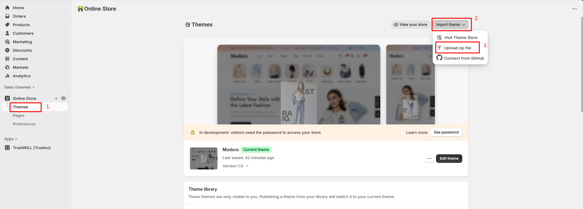 Upload Theme