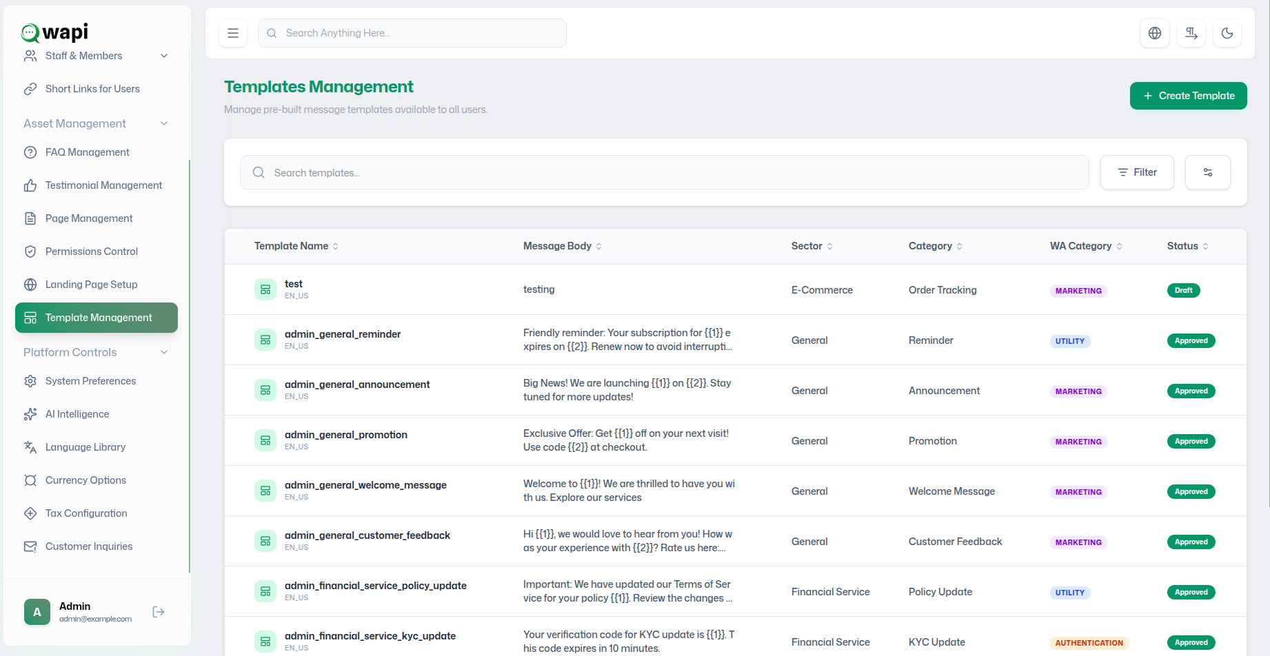 Templates Library - WAPI Documentation