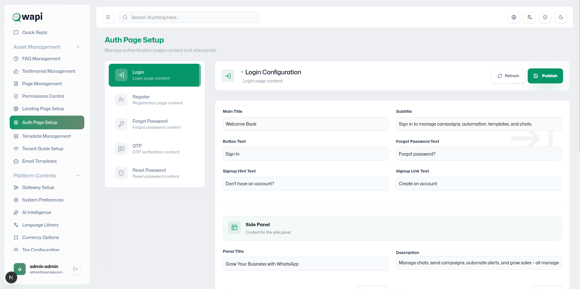 Auth Page Setup - WAPI Documentation