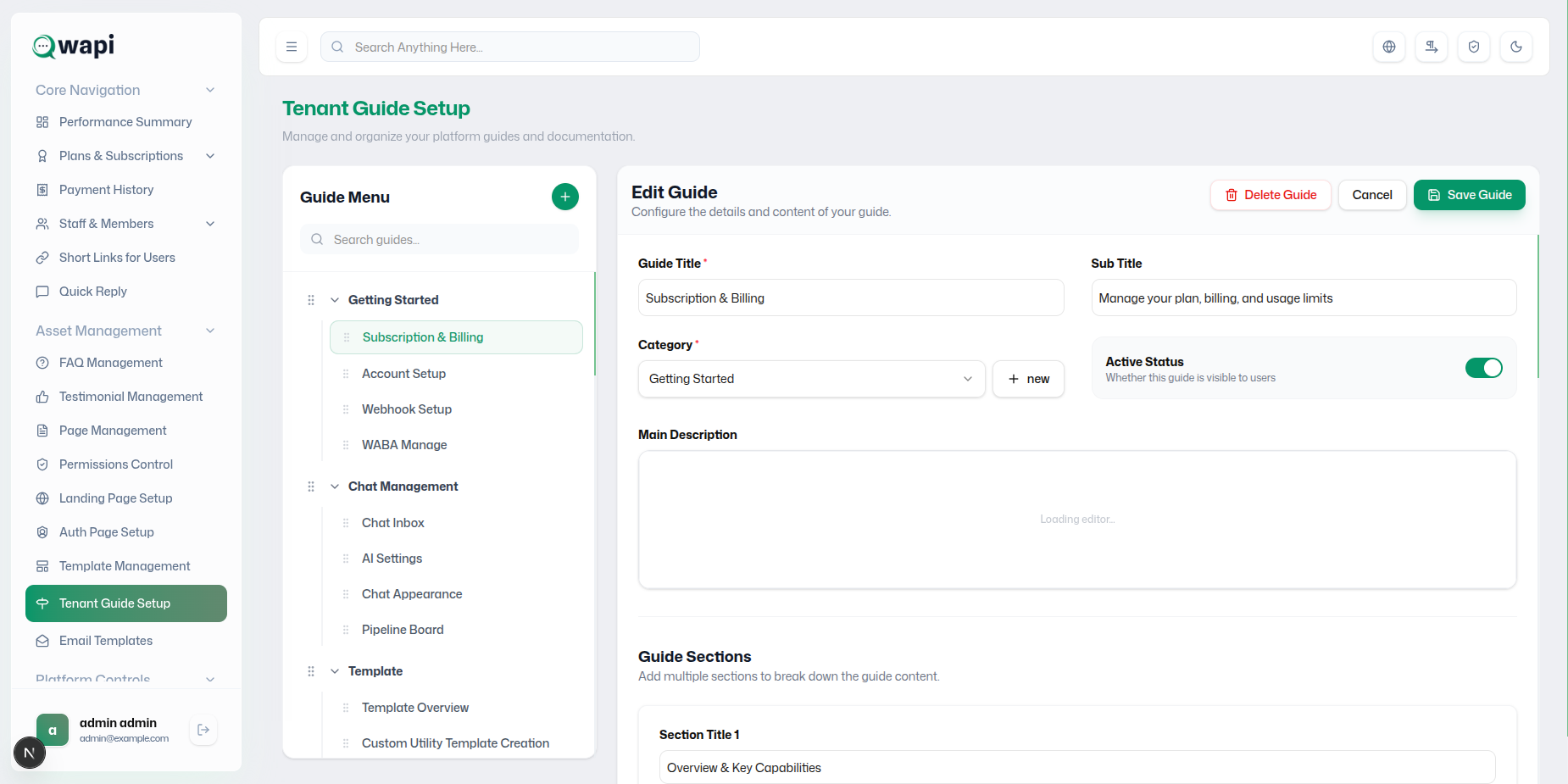 Tenant Guide Setup - WAPI Documentation