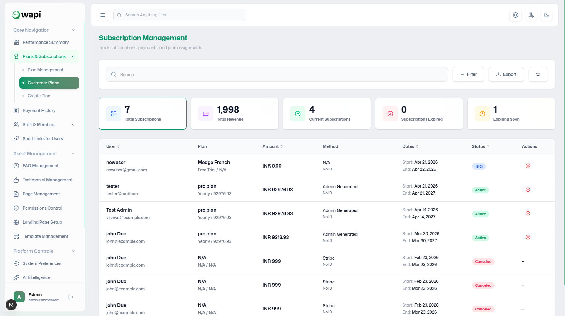 Subscriber Plans - WAPI Documentation