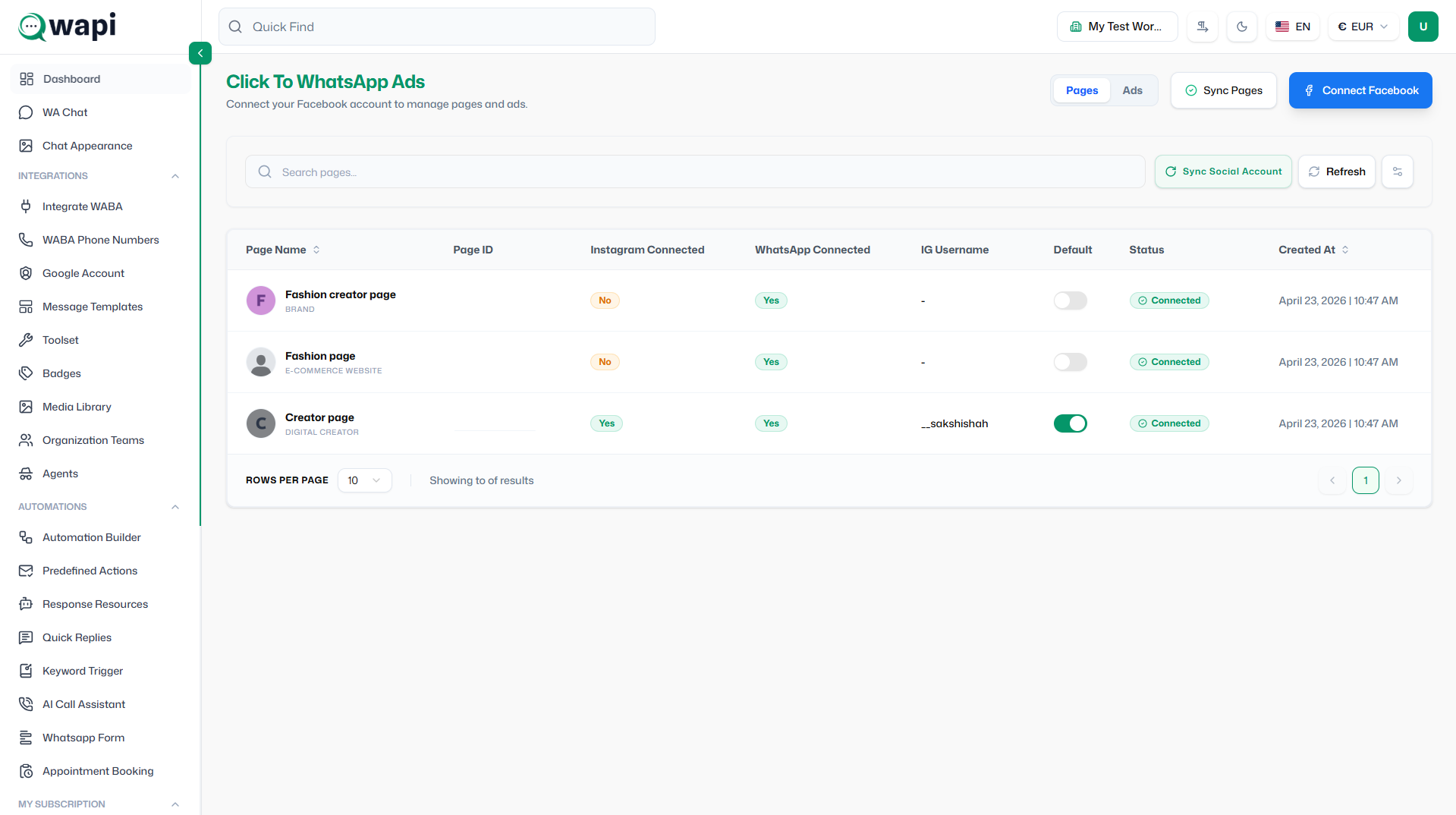 Click To WhatsApp Ads - Wapi documentation