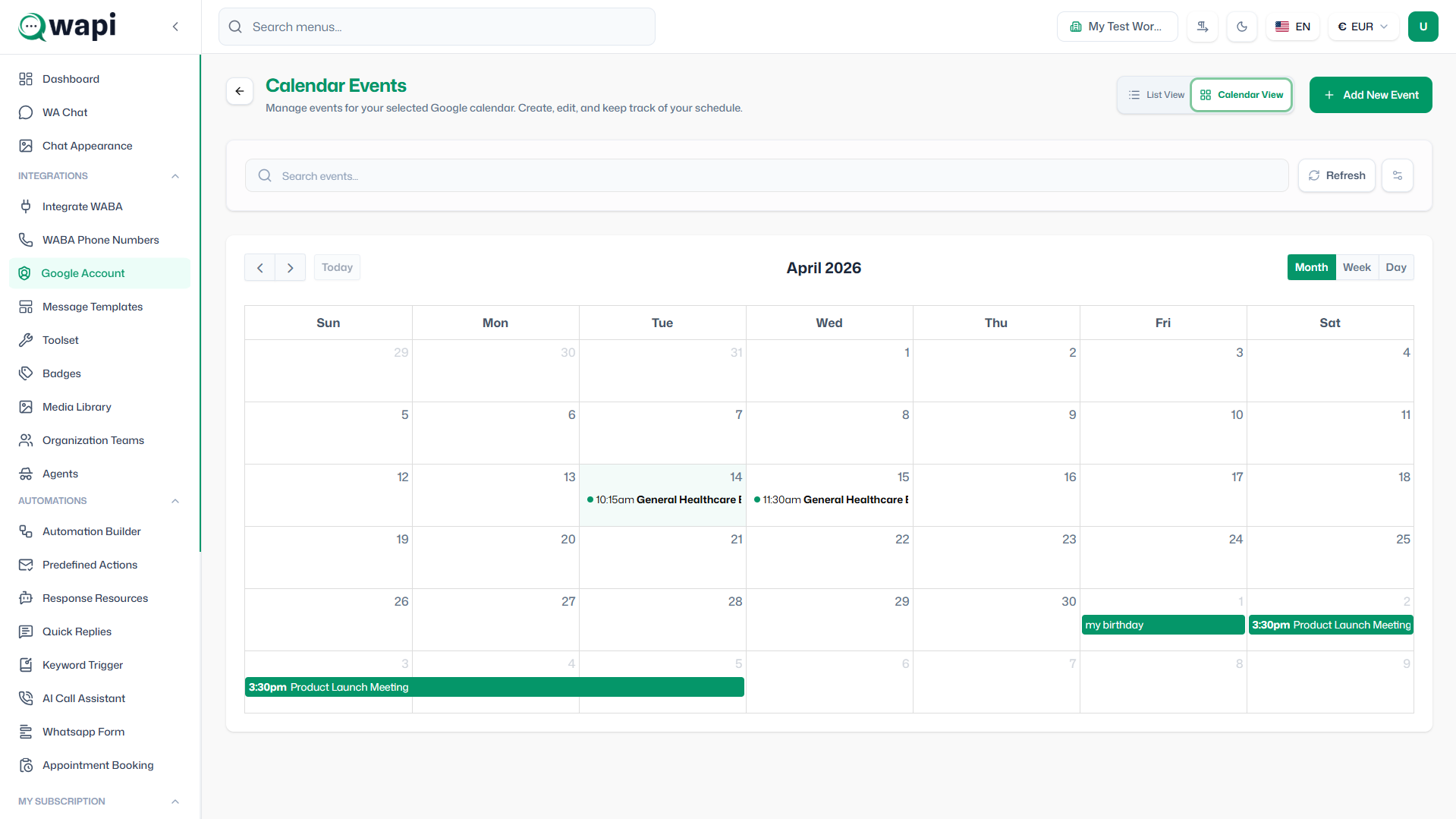 Google Account - Wapi documentation