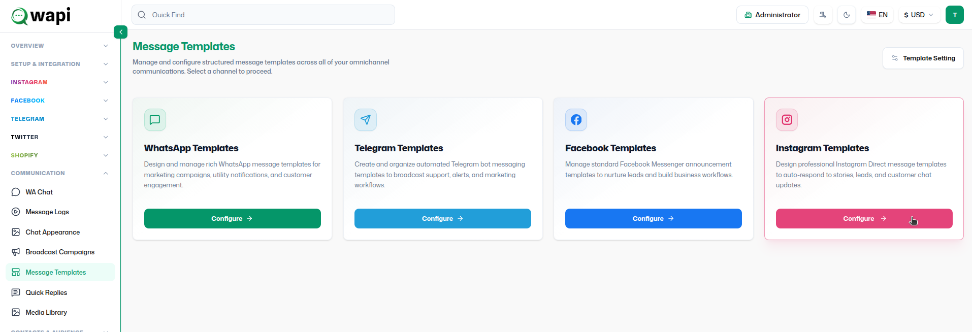 Instagram Utility Template - Wapi documentation