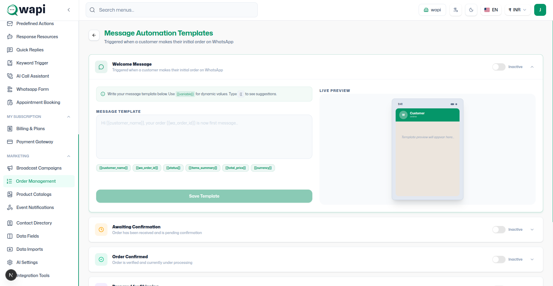 Order Management - Wapi documentation