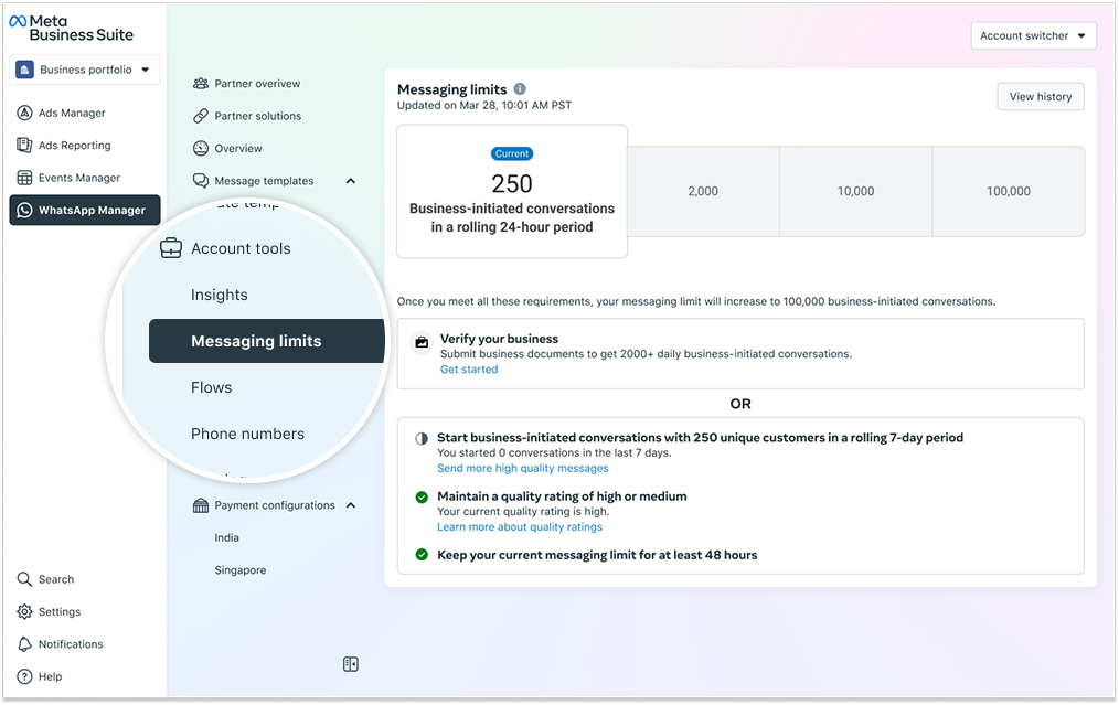 Meta Messaging Limits Dashboard